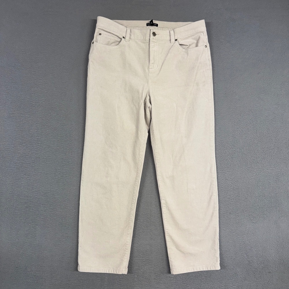 Eileen Fisher Pants Womens Medium Beige Straight Leg Corduroy Organic Cotton